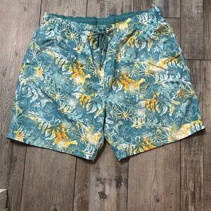 Margaritaville blue Teal Aqua Coral reef design swim trunks size XXL